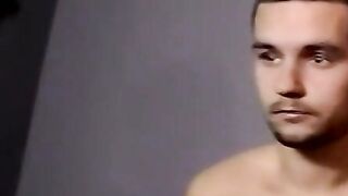 Two straight amateurs are jacking off to porn and cumming