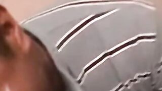 Gay amateurs masturbate to porn while a black guy blows them