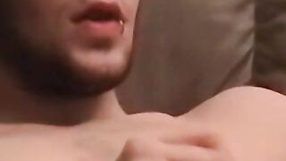 Gay amateurs masturbate to porn while a black guy blows them