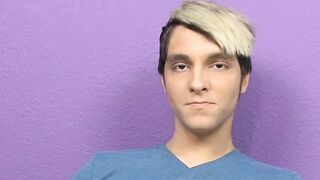 Blonde skinny twink Rany strokes long dick and stuffs dildo