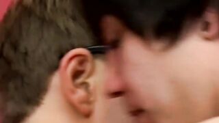 Glasses twinks pounding raw after exchanging sloppy blowjobs