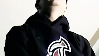 Homemade video of young amateur masturbating big dick solo