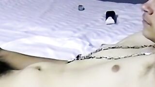 Homemade video of young amateur masturbating big dick solo