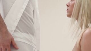 Virgin magnificence gives BJ to senior and rides him hard