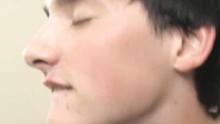 Tattooed skinny twink facialized after hardcore dick riding