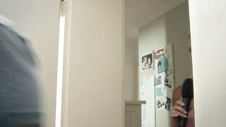 Woman seduces man at street casting Mirrorman