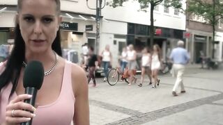 Woman seduces man at street casting Mirrorman