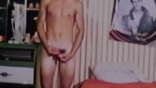 Curly hottie Kip Noll chokes his massive dick through savage cock stroking