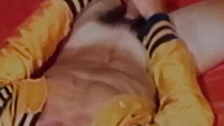 Curly hottie Kip Noll chokes his massive dick through savage cock stroking