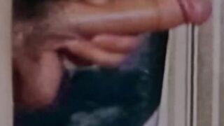 Curly hottie Kip Noll chokes his massive dick through savage cock stroking