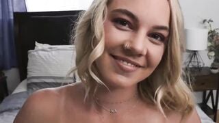 Fit blonde Kelsey Kane bends over to have her perfect ass demolished