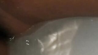 Japanese twink relentlessly strokes his hard dick in the tub