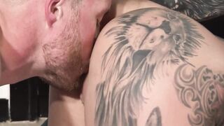 Pierced blondie takes cock on her knees