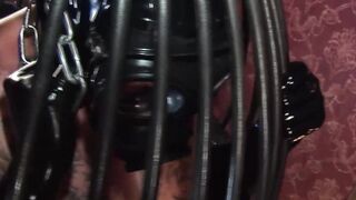 Slags into rubber sharing dick into 3 way