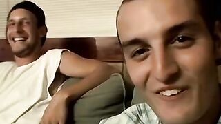 Horny boys Ajax and Cg loves wanking on living room couch