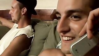 Horny boys Ajax and Cg loves wanking on living room couch