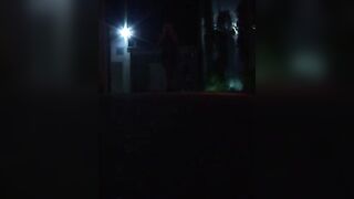 Bombshell blonde gets muff cummed outside