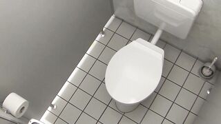 Trashy bitch gets mouth peed inside bathroom