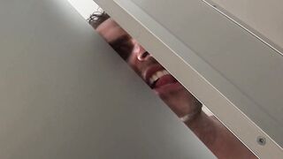 Trashy bitch gets mouth peed inside bathroom