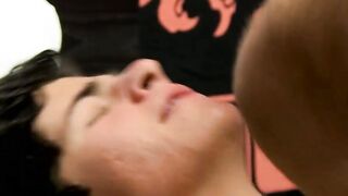Tattoed twink is cumming all over his smooth fuckboy