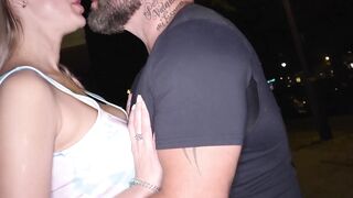 Amateur honey gets rammed outside