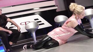 Blonde skank inside rubber ride dick