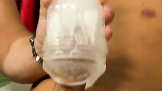 Twinks trade penis massages and play with fleshlight until cum
