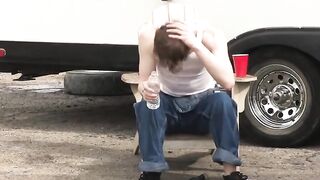 Daddy banging his twink stepson crude before creampie