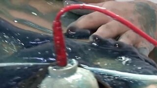 Waxed sub gets mouth screwed