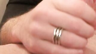Old amateur jerking off his thick cock in passionate solo