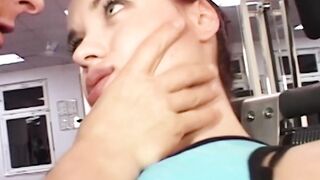 Perfect dark hair ride penis into the gym