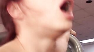 Perfect dark hair ride penis into the gym