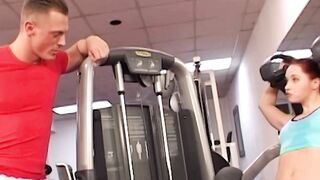 Perfect dark hair ride penis into the gym