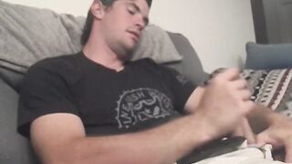 Tall and hunky straight thug masturbates big dick and cums