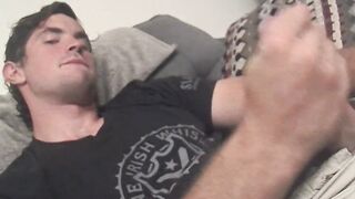 Tall and hunky straight thug masturbates big dick and cums