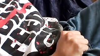 Straight guy slips out of his boxers exposing his huge cock