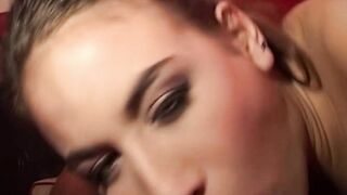 Bitch into fishnets gets unshaved snatch banged!
