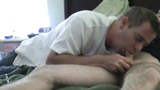 Hairy youngster sucked off before shooting jizz in mouth