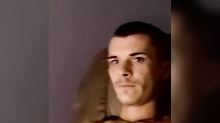 Tattooed amateur jock wanks off his fat cock and cums