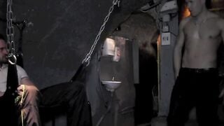 Jordan Fox dominates Mike Tiger in the dungeon room while being watched