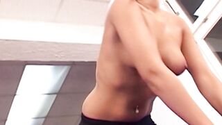 Dark Haired hottie gets titted plowed inside the gym