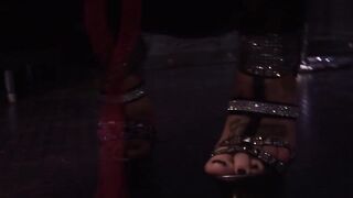 Trashy lover fucks her african dildo