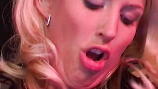 EU lesbians into rubber sharing a sex toy
