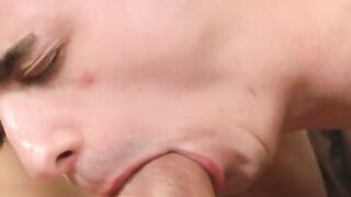 Young and greedy Felic Hanan tried his best to suck Lucas big and juicy cock whole