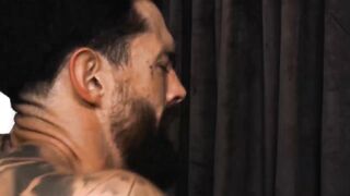 Bearded Hunk Alpha Wolfe devours the throbbing cock of Blake Wilder in a hard dick ri