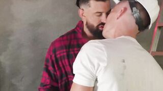 Bearded Alpha Wolfe takes the long dick of Kyle Brant deep into his throat