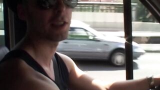 Chicks gets banged into the van