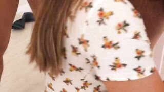 Pretty brunette Ella Knox gives stepbrother and friends an intense blowbang and titty
