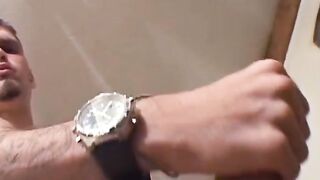 Adorable inked studs cock sucked by naughty chubby babe