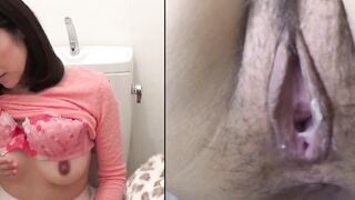 Horny babe uses vibrator on her hard nipples and wet pussy